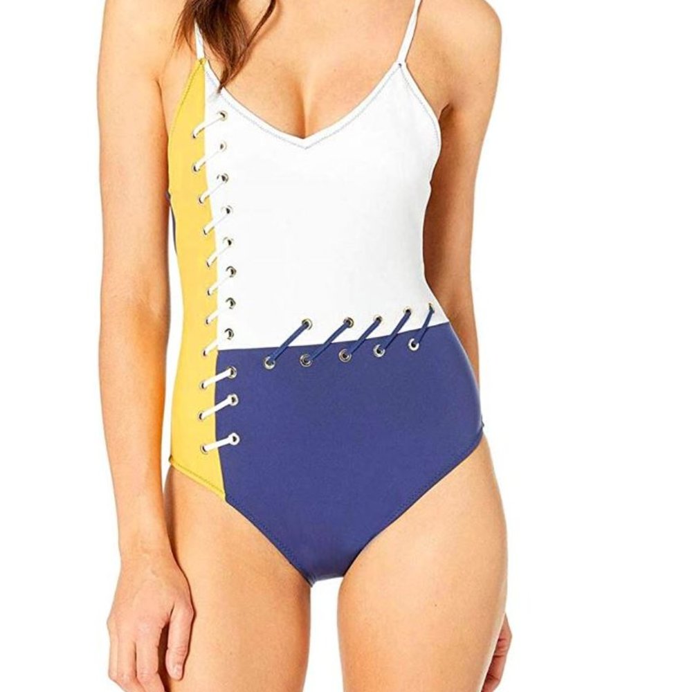 Derek Lam 10 Crosby Women Laced Back One Piece Swimsuit